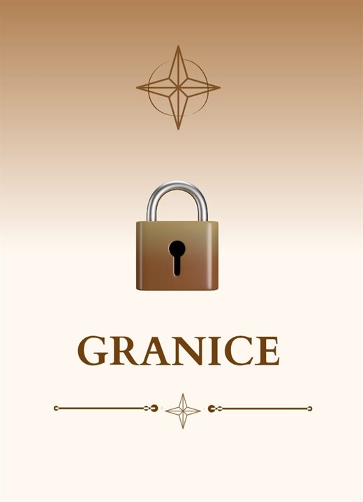Kartica Granice — katanac na bež pozadini
