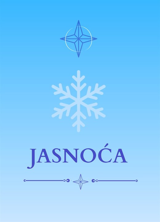 Kartica Jasnoća — pahulja na plavoj pozadini