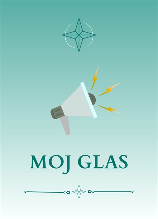 Kartica Moj glas — megafon na tirkiznoj pozadini